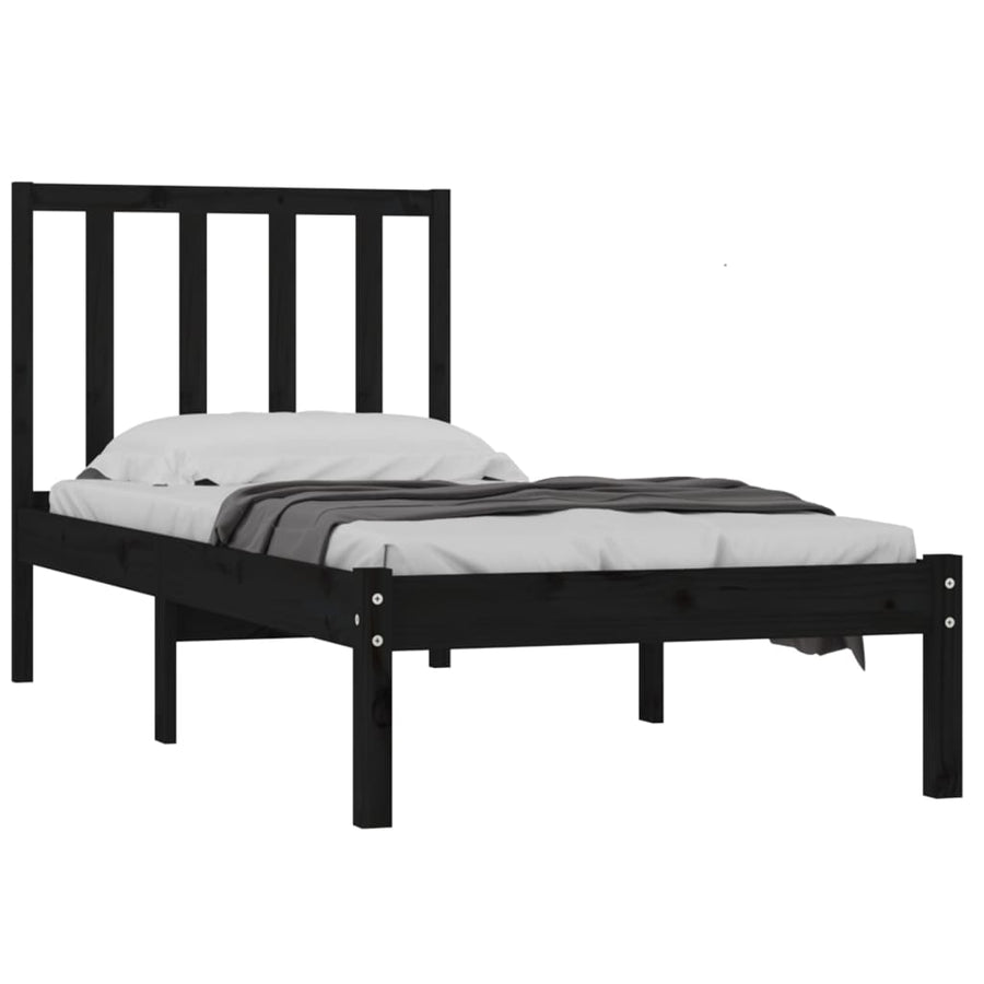 Bedframe Massief Grenenhout 2Ft6 Small Single 75 x 190 cm Zwart