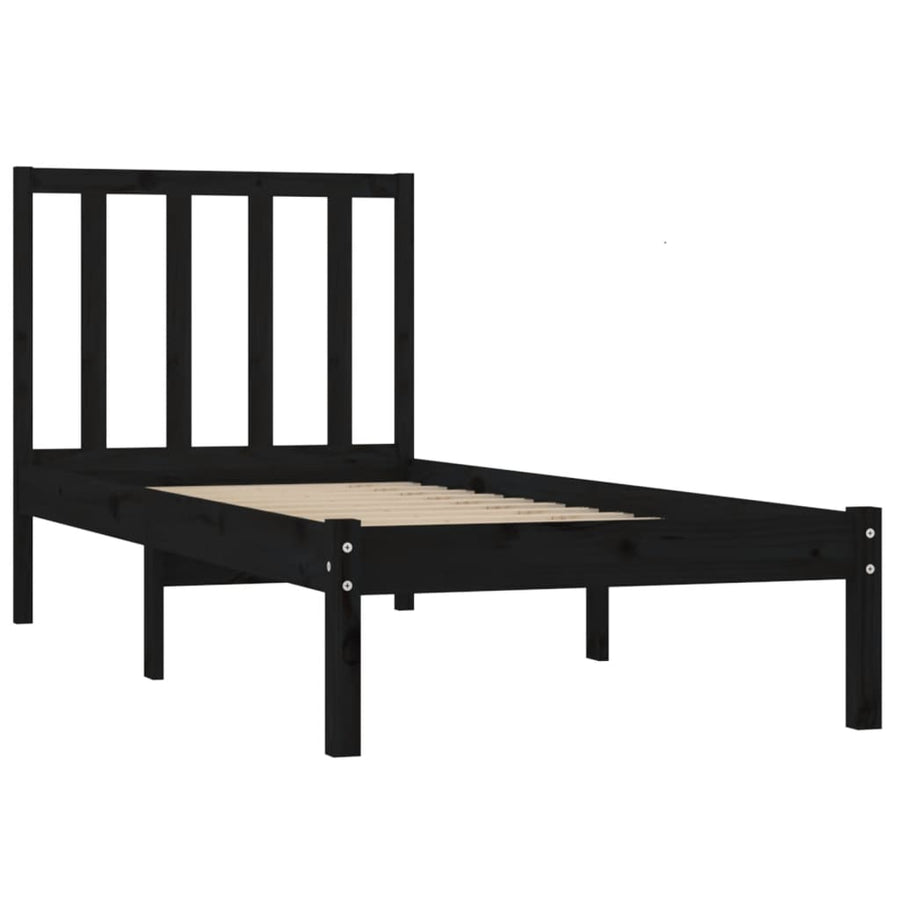 Bedframe Massief Grenenhout 2Ft6 Small Single 75 x 190 cm Zwart