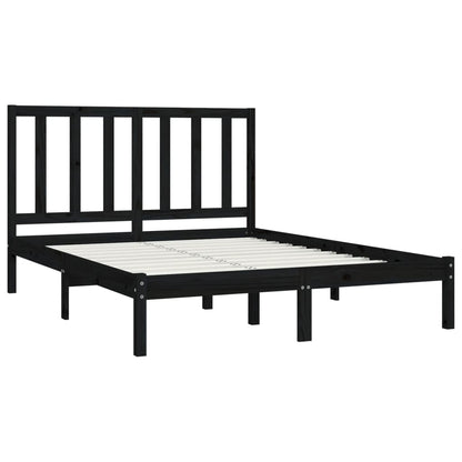Bedframe Massief Grenenhout 140 x 190 cm Zwart
