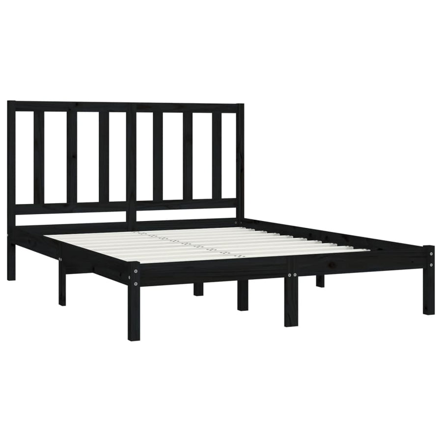 Bedframe Massief Grenenhout 140 x 190 cm Zwart