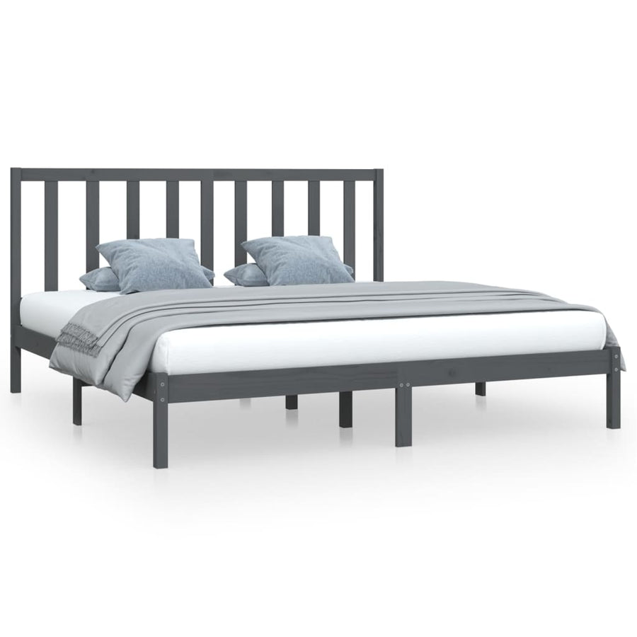 Bedframe Massief Grenenhout 200 x 200 cm Grijs