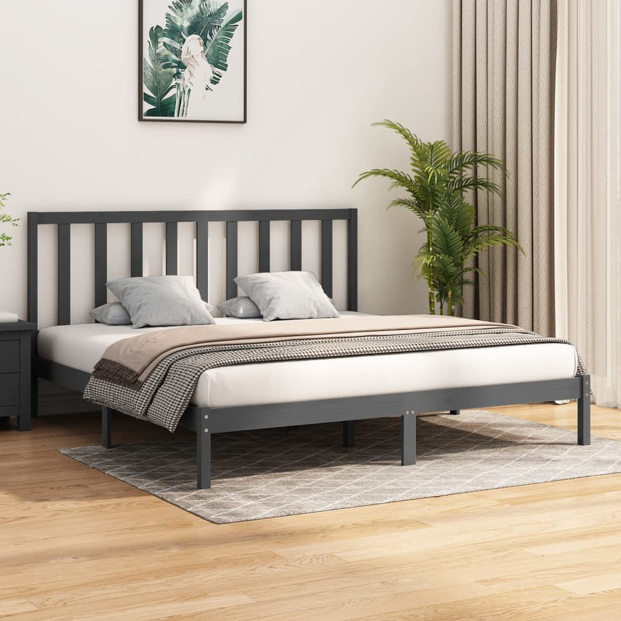 Bedframe Massief Grenenhout 200 x 200 cm Grijs