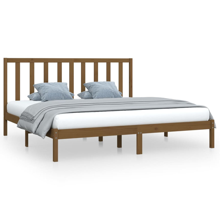 Bedframe Massief Grenenhout 200 x 200 cm Honingbruin
