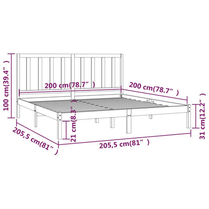 Bedframe Massief Grenenhout 200 x 200 cm Honingbruin