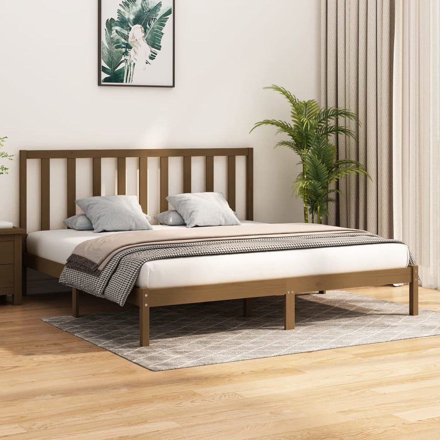 Bedframe Massief Grenenhout 200 x 200 cm Honingbruin