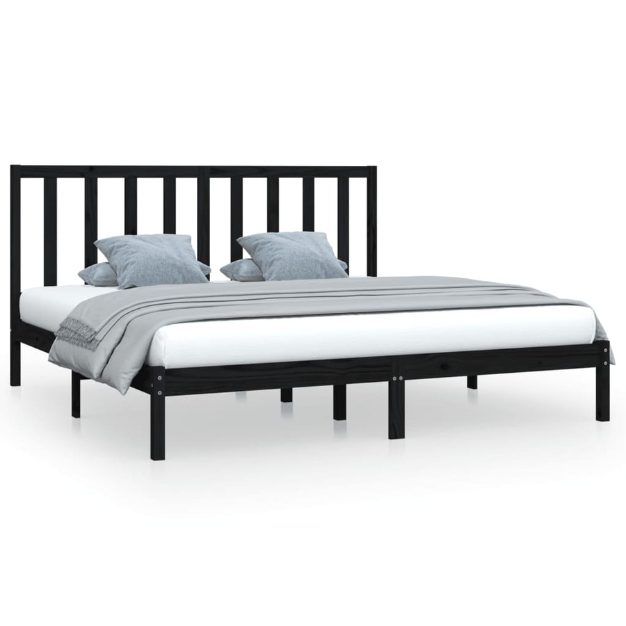 Bedframe Massief Grenenhout 200 x 200 cm Zwart