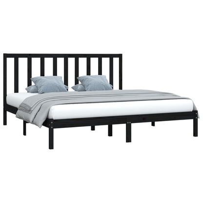 Bedframe Massief Grenenhout 200 x 200 cm Zwart