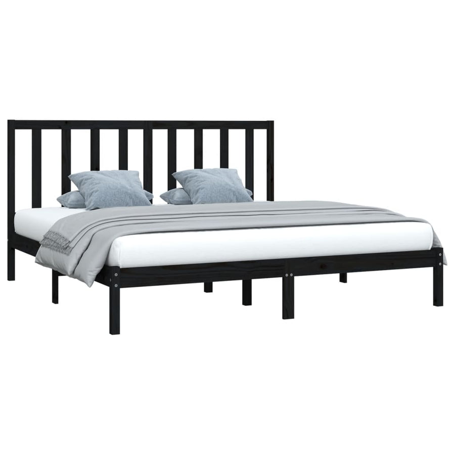 Bedframe Massief Grenenhout 200 x 200 cm Zwart