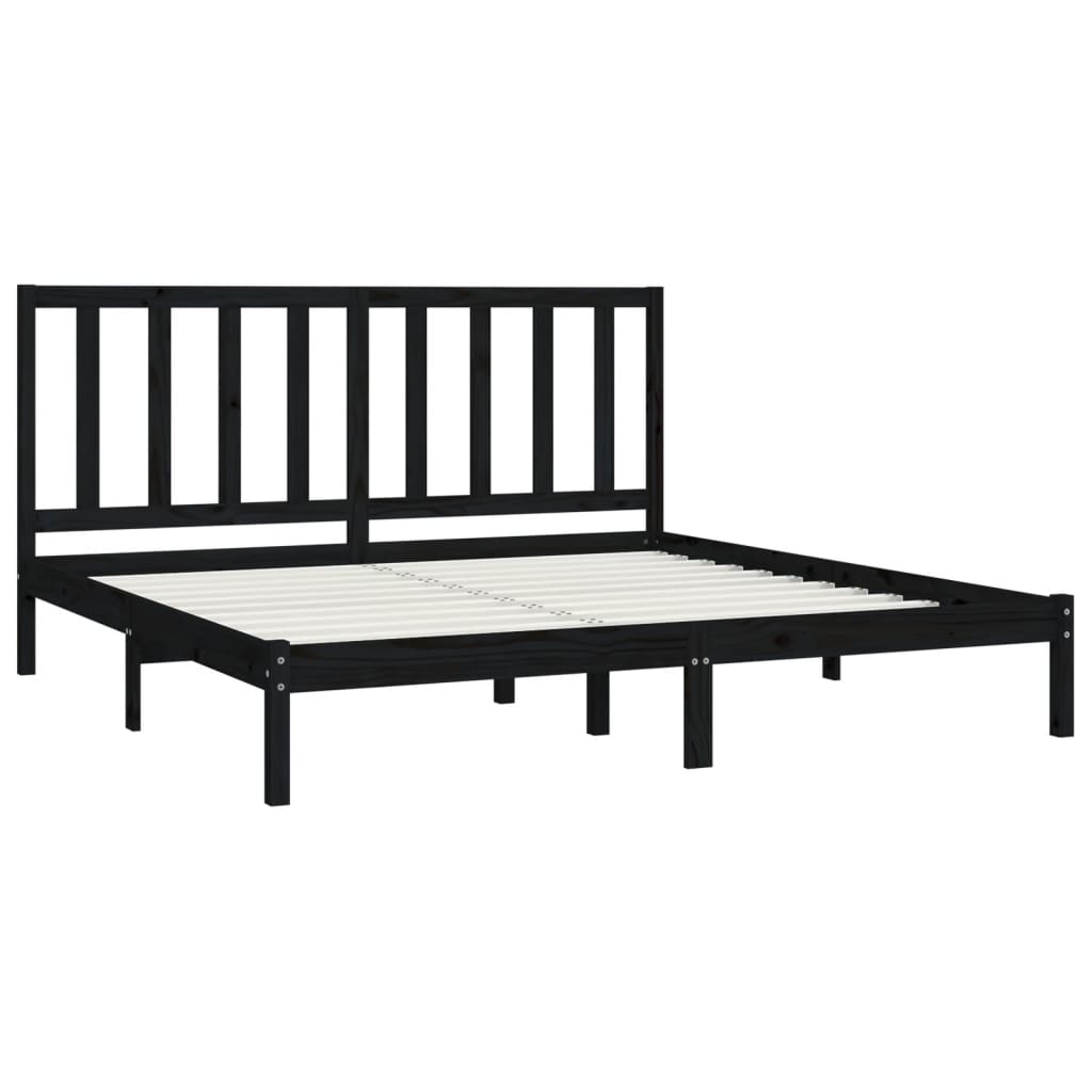 Bedframe Massief Grenenhout 200 x 200 cm Zwart