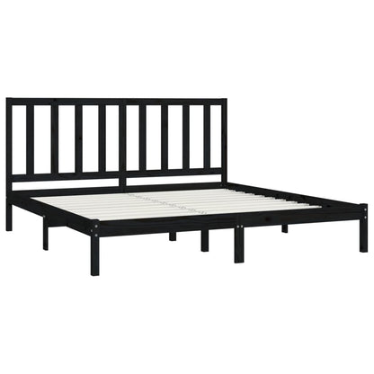 Bedframe Massief Grenenhout 200 x 200 cm Zwart