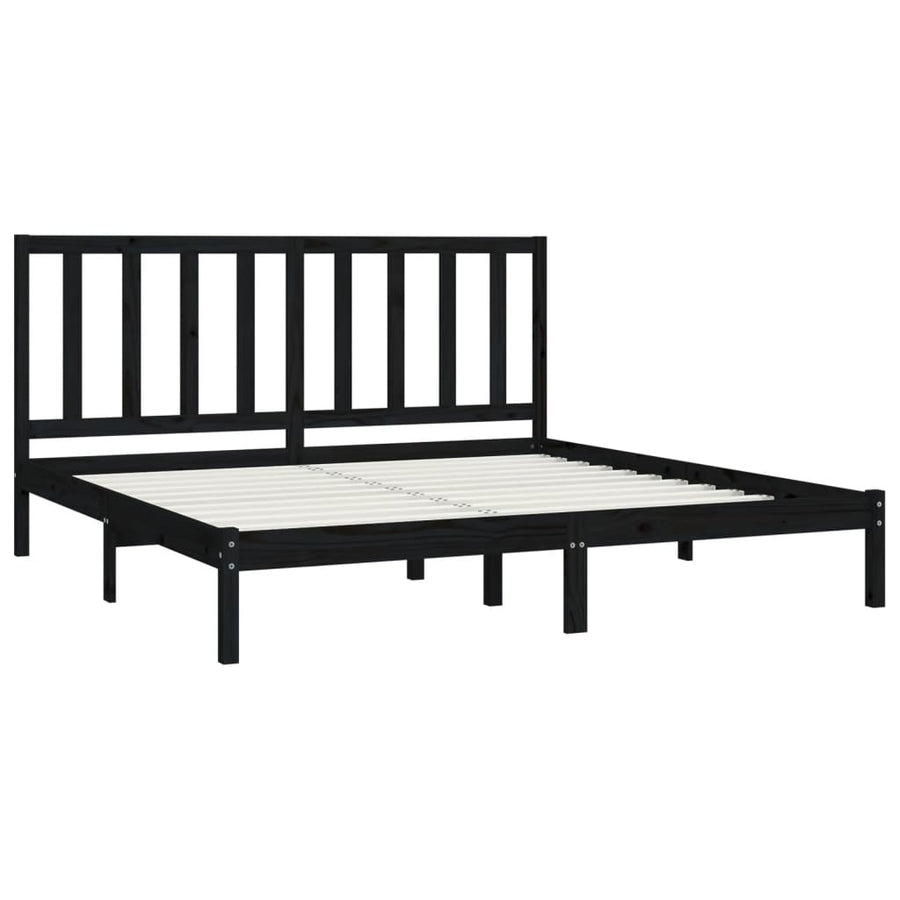 Bedframe Massief Grenenhout 200 x 200 cm Zwart