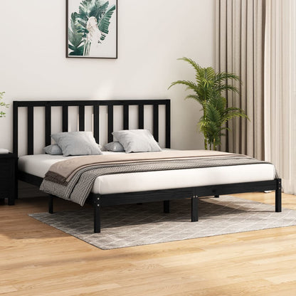Bedframe Massief Grenenhout 200 x 200 cm Zwart