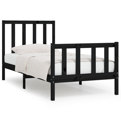 Bedframe Massief Hout 75 x 190 cm Zwart