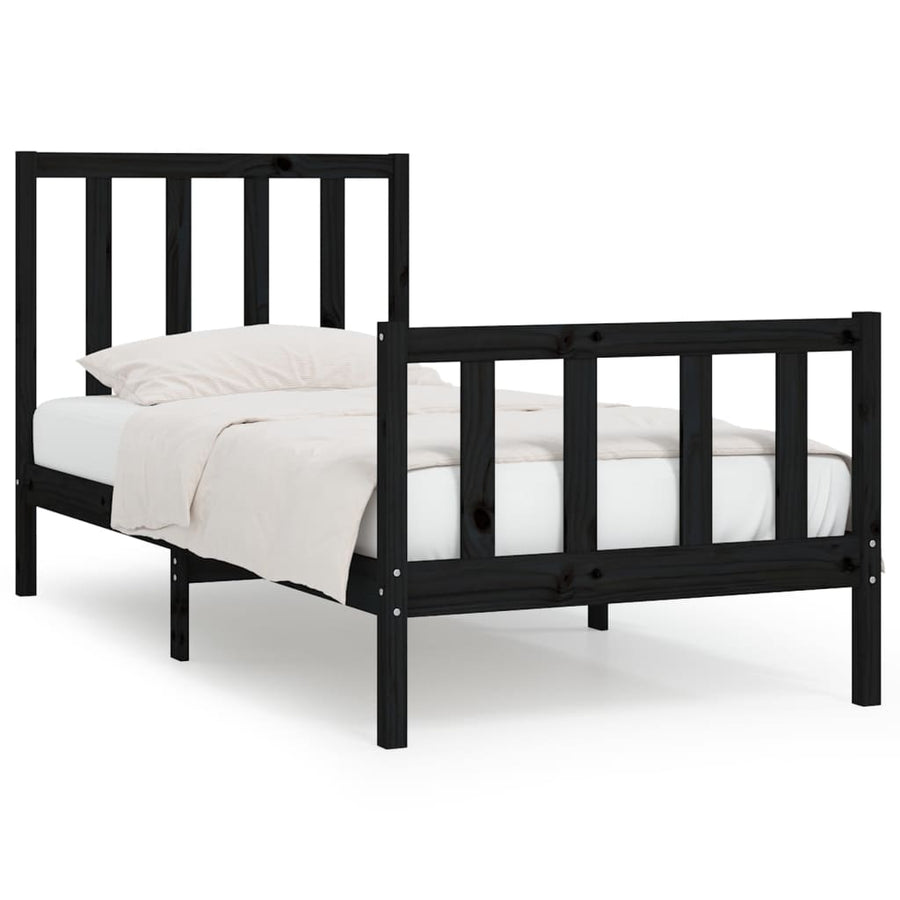 Bedframe Massief Hout 75 x 190 cm Zwart