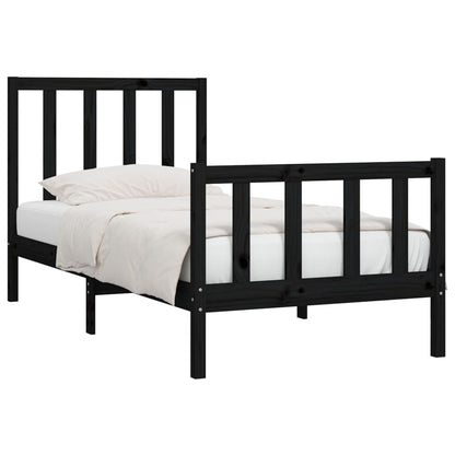 Bedframe Massief Hout 75 x 190 cm Zwart