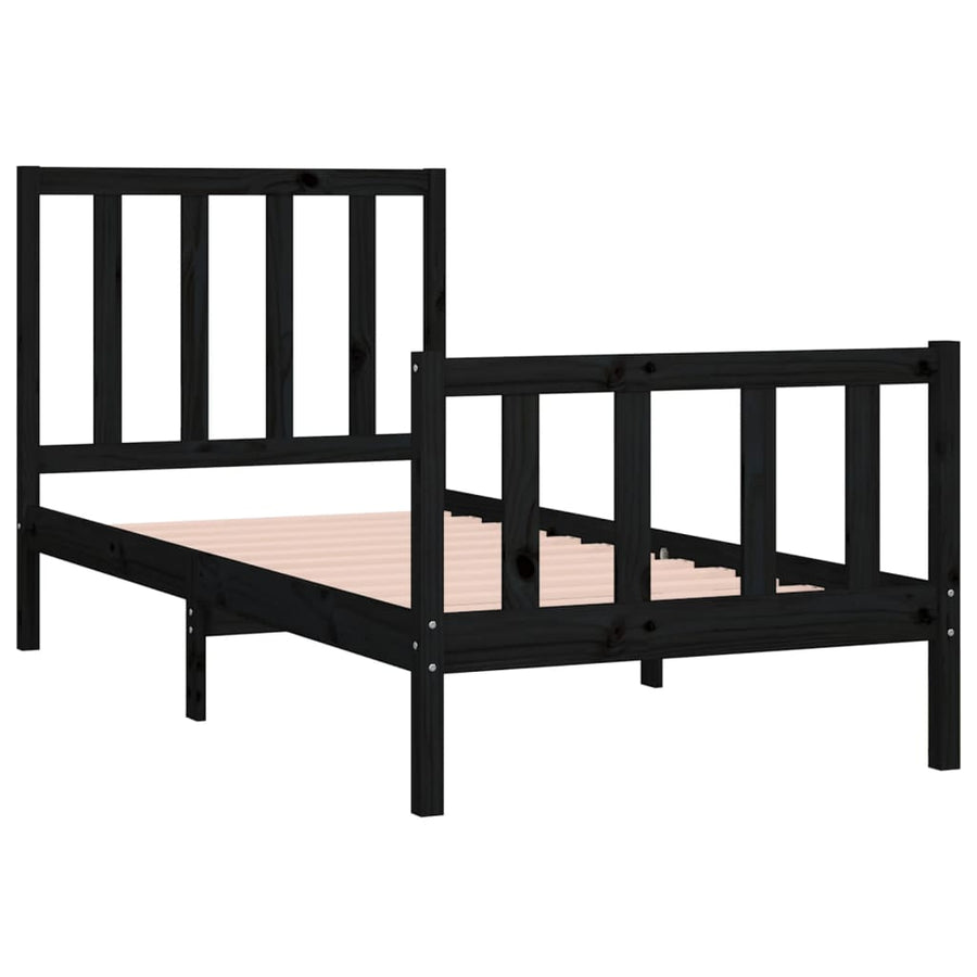 Bedframe Massief Hout 75 x 190 cm Zwart