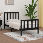 Bedframe massief grenenhout zwart 75x190 cm
