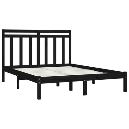 Bedframe Massief Hout 140 x 190 cm Zwart