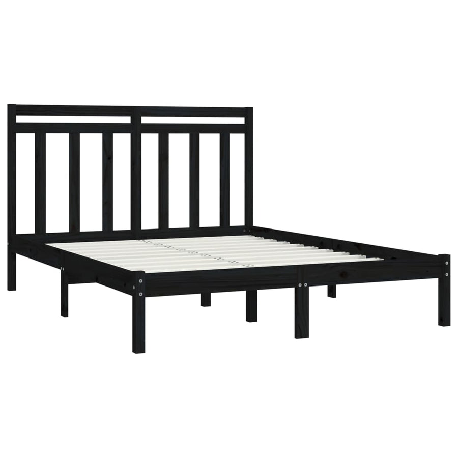 Bedframe Massief Hout 140 x 190 cm Zwart