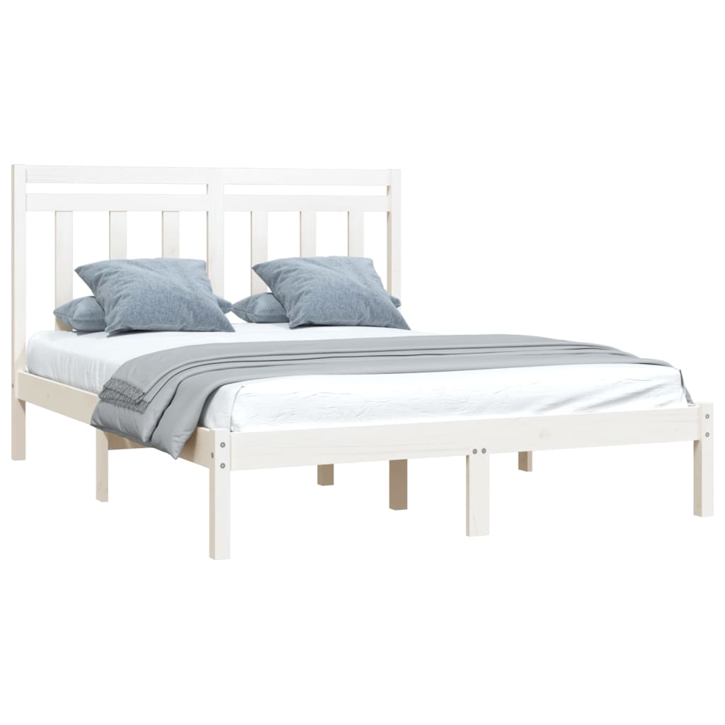 Bedframe Massief Hout 150 x 200 cm Wit