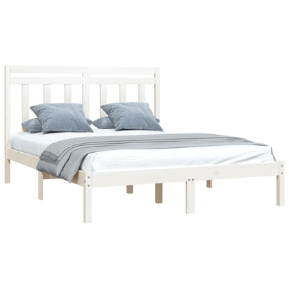 Bedframe Massief Hout 150 x 200 cm Wit
