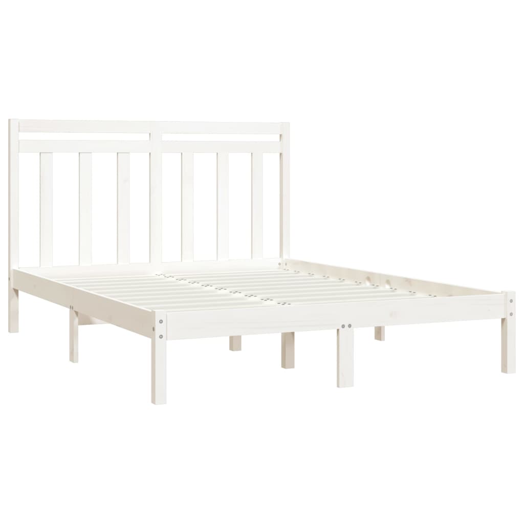 Bedframe Massief Hout 150 x 200 cm Wit