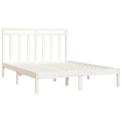 Bedframe Massief Hout 150 x 200 cm Wit
