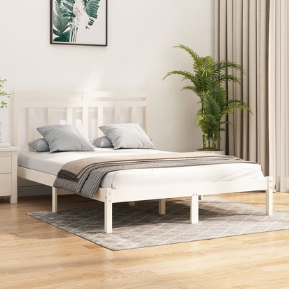 Bedframe Massief Hout 150 x 200 cm Wit