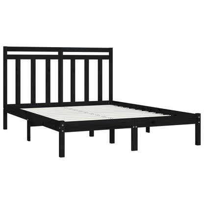 Bedframe Massief Hout 150 x 200 cm Zwart