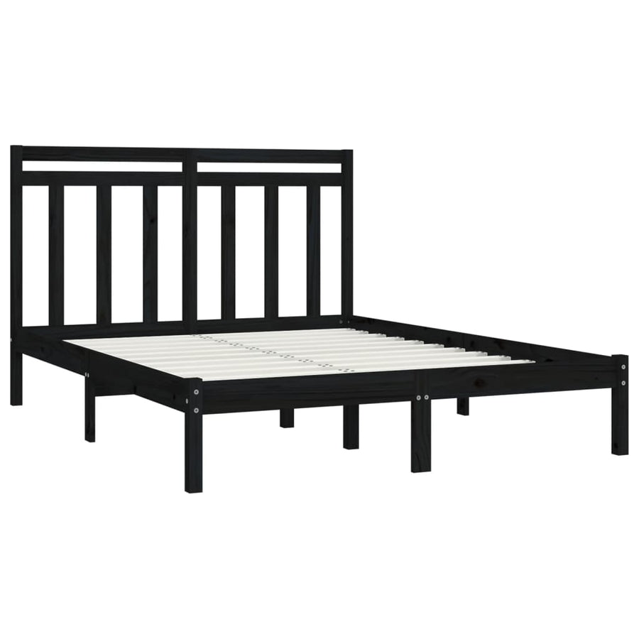 Bedframe Massief Hout 150 x 200 cm Zwart