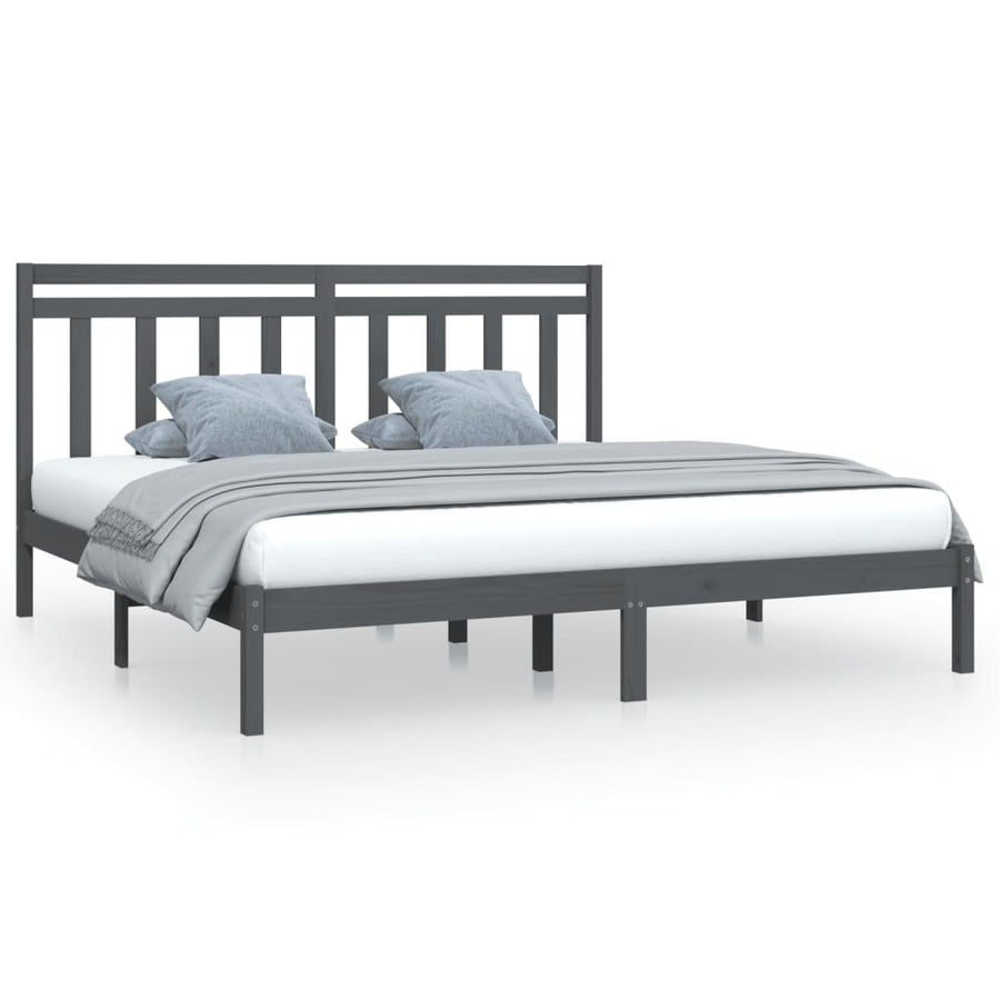 Bedframe Massief Hout 200 x 200 cm Grijs