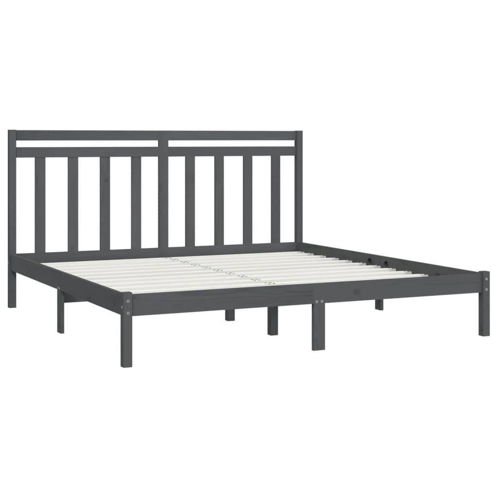Bedframe Massief Hout 200 x 200 cm Grijs