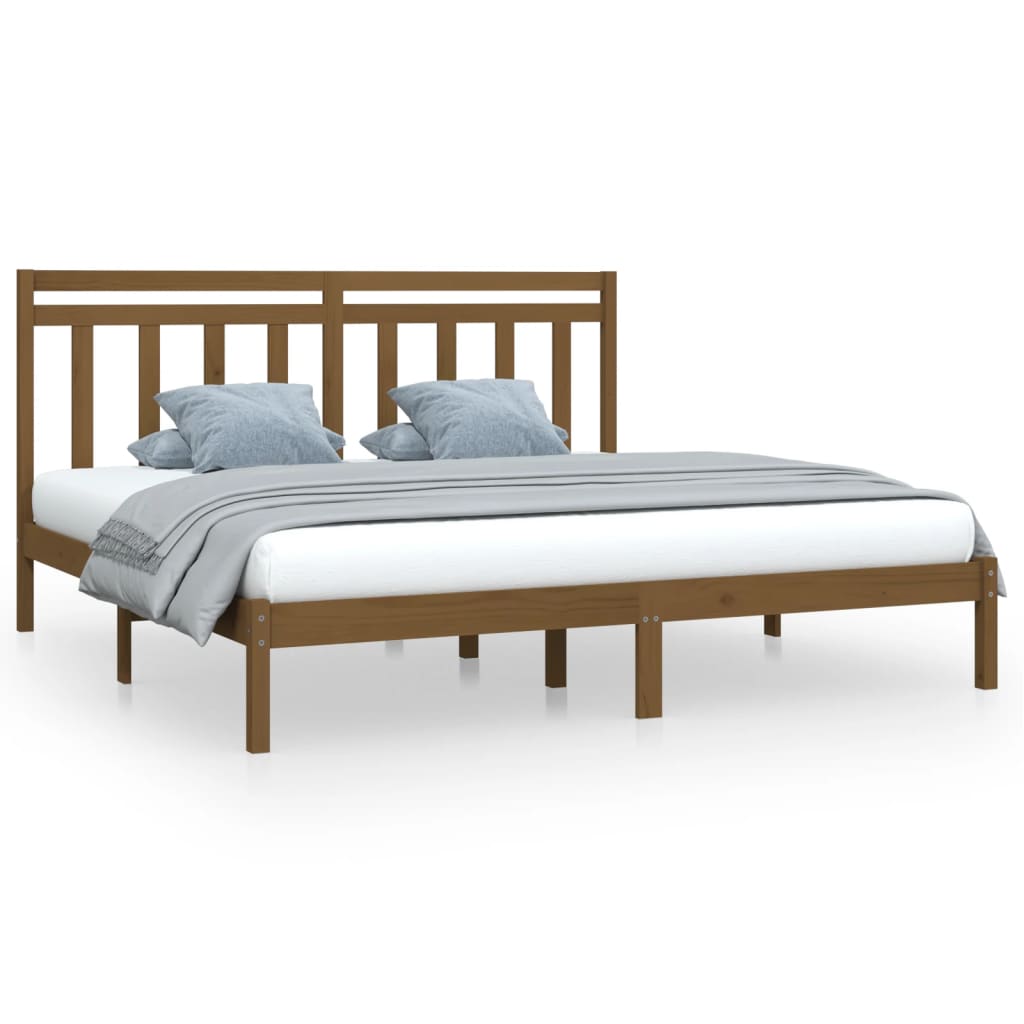 Bedframe Massief Hout 200 x 200 cm Honingbruin