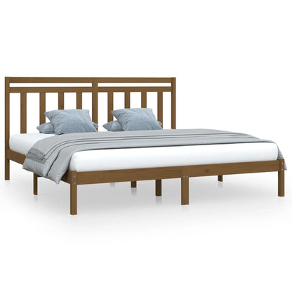 Bedframe Massief Hout 200 x 200 cm Honingbruin