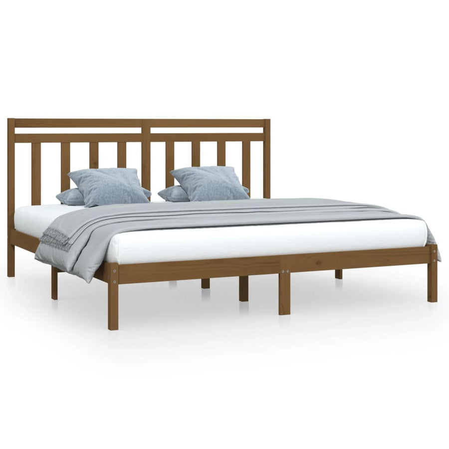 Bedframe Massief Hout 200 x 200 cm Honingbruin
