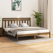 Bedframe massief grenenhout honingbruin 200x200 cm