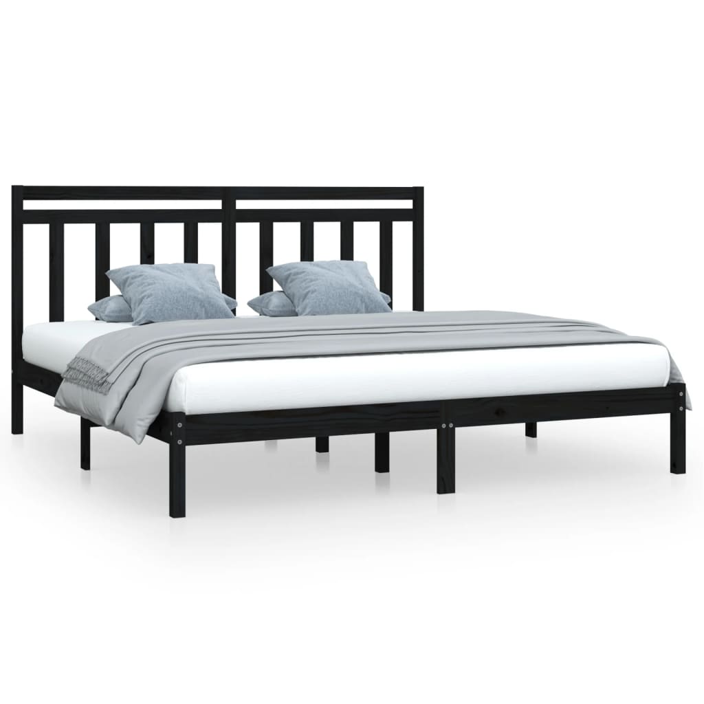 Bedframe Massief Hout 200 x 200 cm Zwart