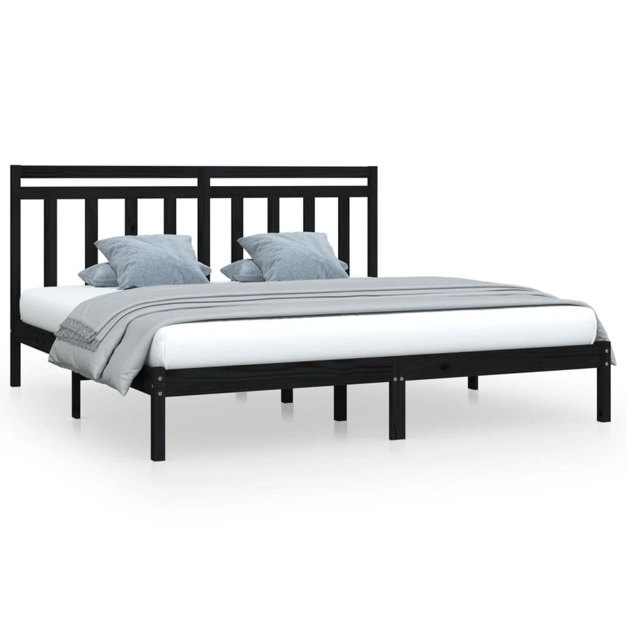 Bedframe Massief Hout 200 x 200 cm Zwart