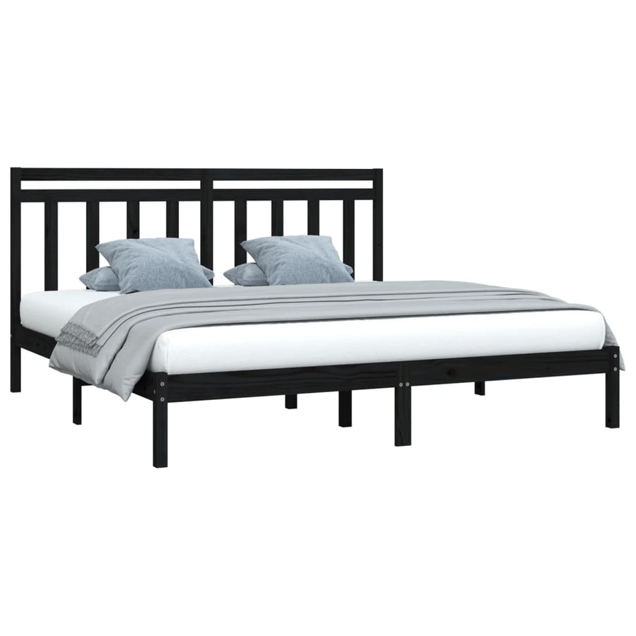 Bedframe Massief Hout 200 x 200 cm Zwart
