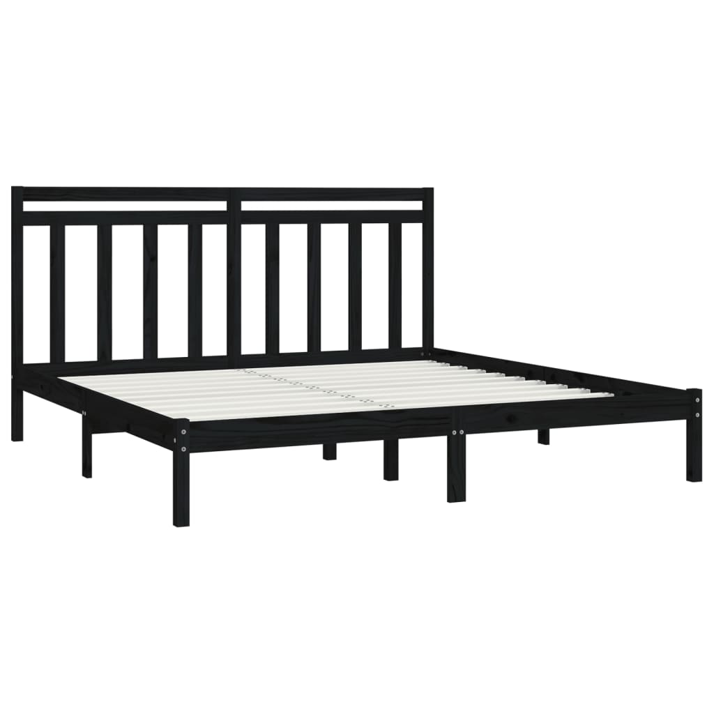 Bedframe Massief Hout 200 x 200 cm Zwart