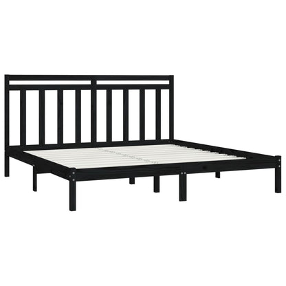 Bedframe Massief Hout 200 x 200 cm Zwart