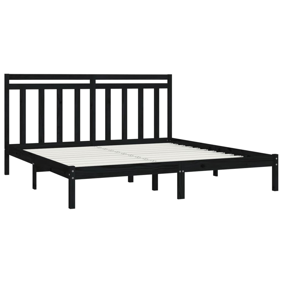 Bedframe Massief Hout 200 x 200 cm Zwart