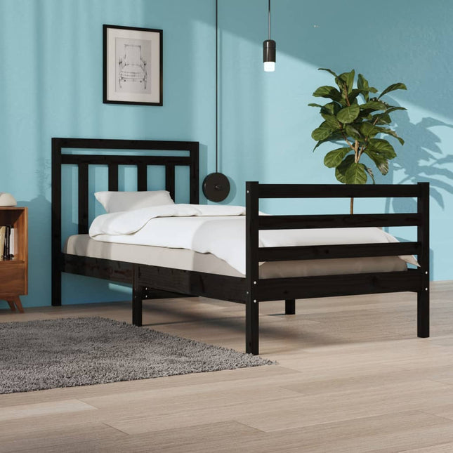 Bedframe Massief Hout 100 x 200 cm Zwart