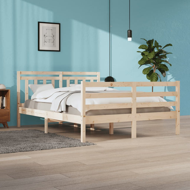 Bedframe Massief Hout 160 x 200 cm Naturel