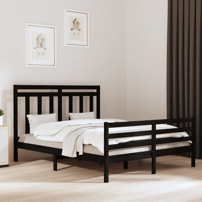 Bedframe Massief Hout 160 x 200 cm Zwart