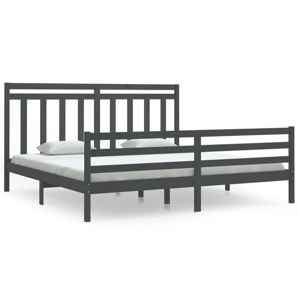 Bedframe Massief Hout 200 x 200 cm Grijs