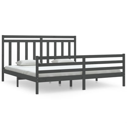 Bedframe Massief Hout 200 x 200 cm Grijs