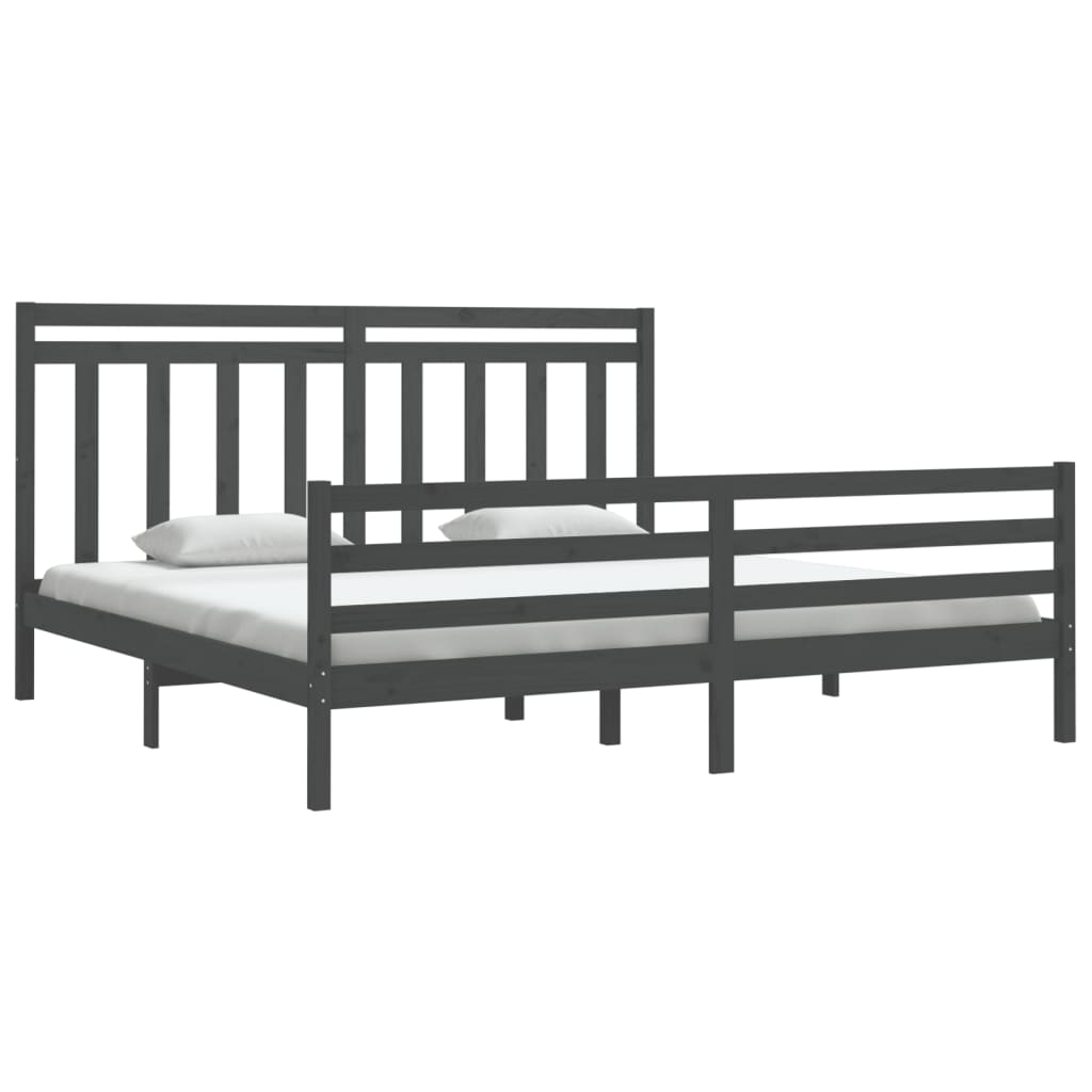 Bedframe Massief Hout 200 x 200 cm Grijs