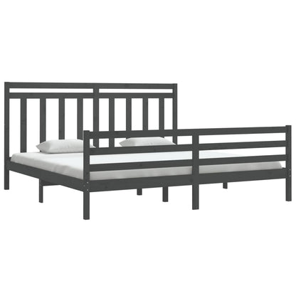 Bedframe Massief Hout 200 x 200 cm Grijs