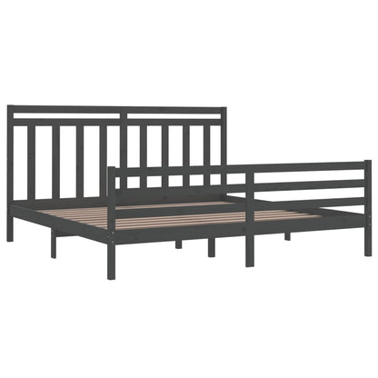 Bedframe Massief Hout 200 x 200 cm Grijs
